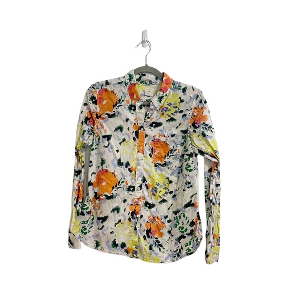 Gap Floral Print Boyfriend Shirt Button Down Sz S